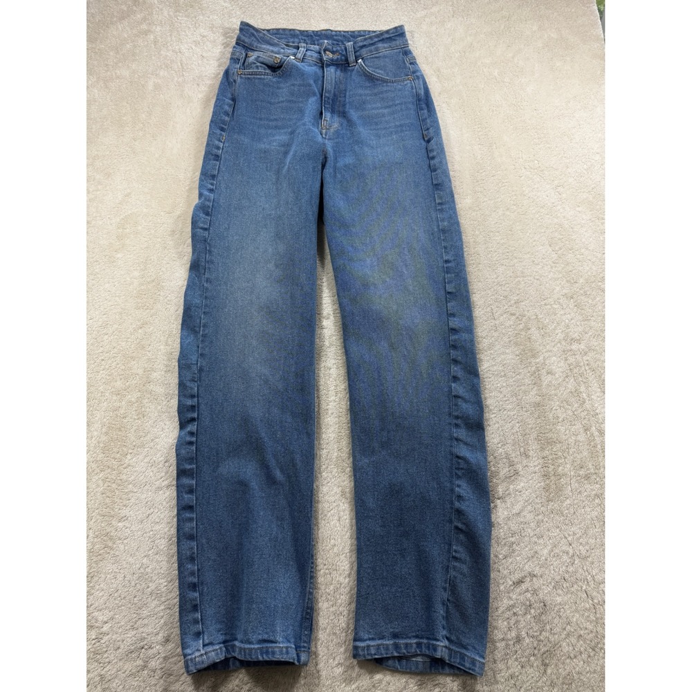 DJERF Avenue Womens Relaxed Leg High Rise Blue Denim Jeans 26 Meas: 24x30